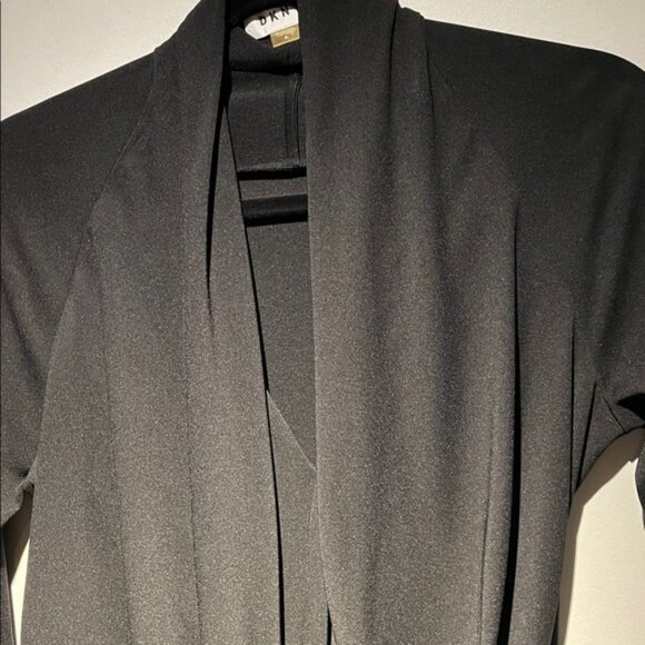 DKNY Black Faux Wrap Dress with Embellishment. - Picture 6 of 11
